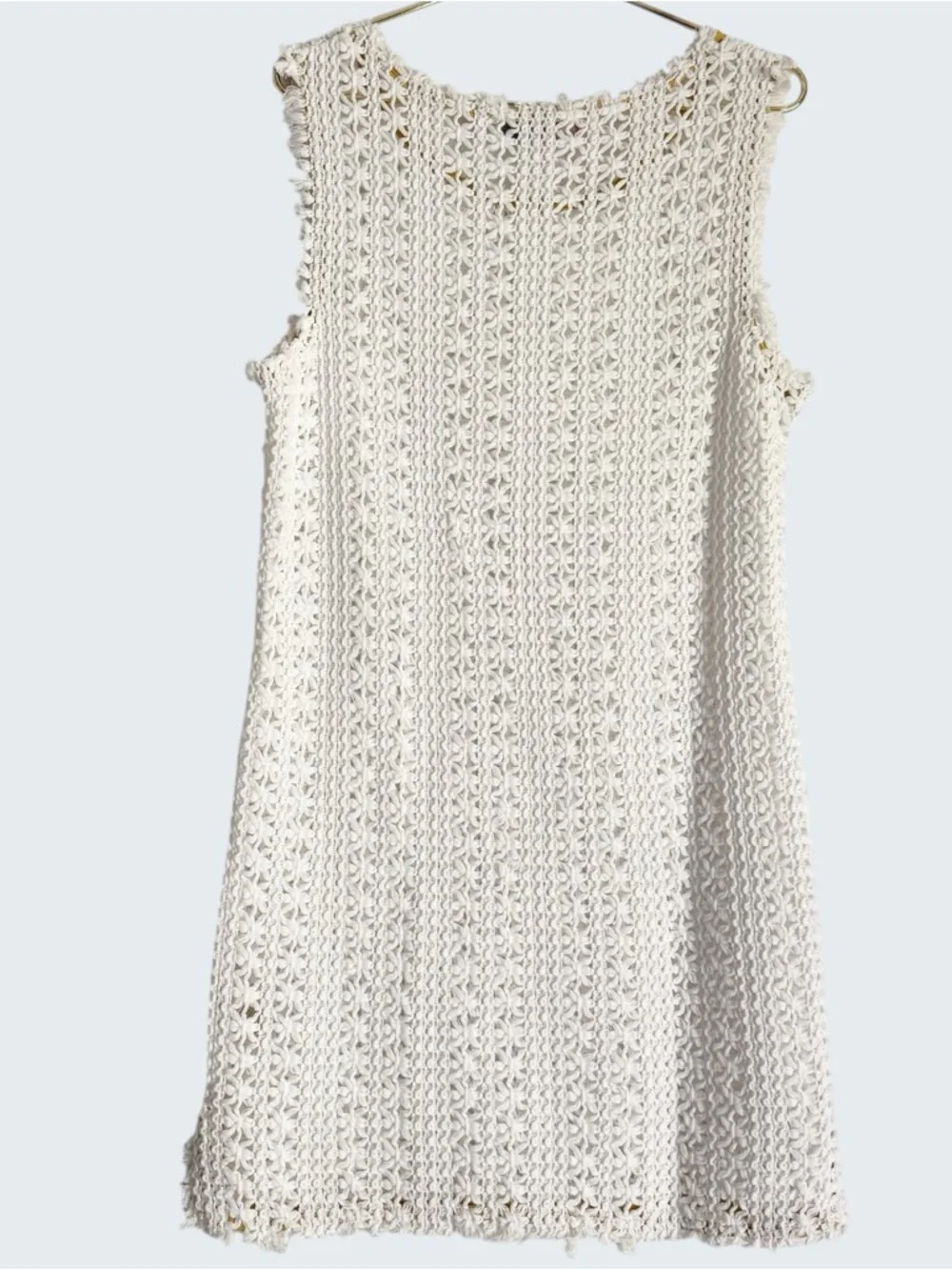 Free People Beach Thrifty Eyes White Crochet Beachy Boho Mini Dress Women’s M - Picture 4 of 10